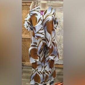 Colorful Leaf Print 2pcs Pants/Top